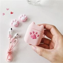 Juwas.com Online Store Cute Pink Cats Paw Airpods Protective Case