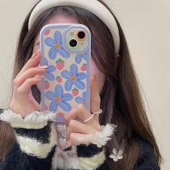 Juwas NEW ARRIVAL Blue Flower Strawberries IPhone Case