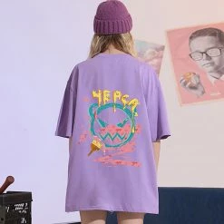 Juwas Graffiti Print Streetwear Long T-shirt