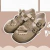-Juwas Lolita Vintage Heart Ribbon Leather Shoes