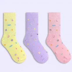 Juwas NEW ARRIVAL Cool Galactic Embroider High Ankle Socks