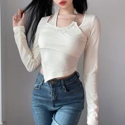 Juwas NEW ARRIVAL Retro Cross Chain Undershirt Top 8 Juwas NEW ARRIVAL Retro Cross Chain Undershirt Top