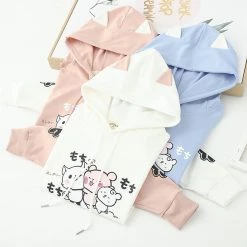 Juwas CLOTHING Lovely Pig And Friends Embroidery Hoodie