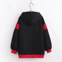 Juwas Vintage Lucky Cat Embroidery Warm Hoodie