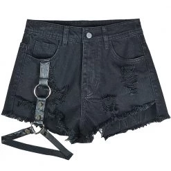 Juwas Punk One-Leg Strap Shorts