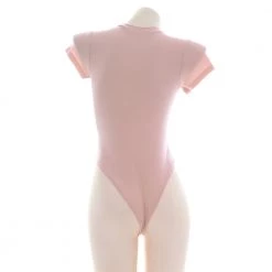 Juwas Sweet Pink Buttoned Onesie Bodysuit Lingerie CLOTHING