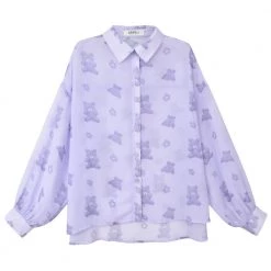 Juwas Kawaii Bear Overshirt Polo Jacket