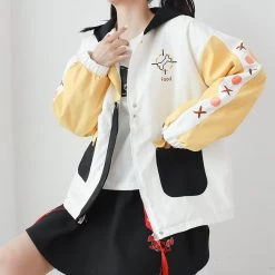 Juwas Cartoon Shiba Inu Print Color Block Pocket Hoodie CLOTHING