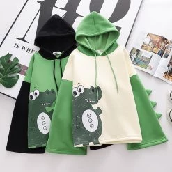 Juwas Kawaii Cartoon Dinosaur Hoodie