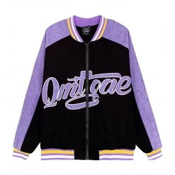 Juwas CLOTHING Letter Print Pocket Baseball Jacket