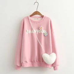 Juwas Letter Embroidery Sweatshirt With Crossbody Bag