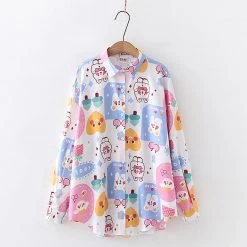 Juwas Cartoon Rabbit Pattern Shirt