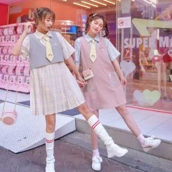 Juwas NEW ARRIVAL Japanese Plaid Polo N’ Lovely Straight Dress