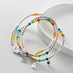 Juwas Fashion & Beauty Rainbow Beads Hand Bracelet Charm