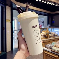 Juwas Cartoon Animal Print Water Tumbler