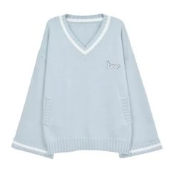 Juwas.com Online Store Bear Embroidery V Collar Sweater 9 Juwas.com Online Store Bear Embroidery V Collar Sweater