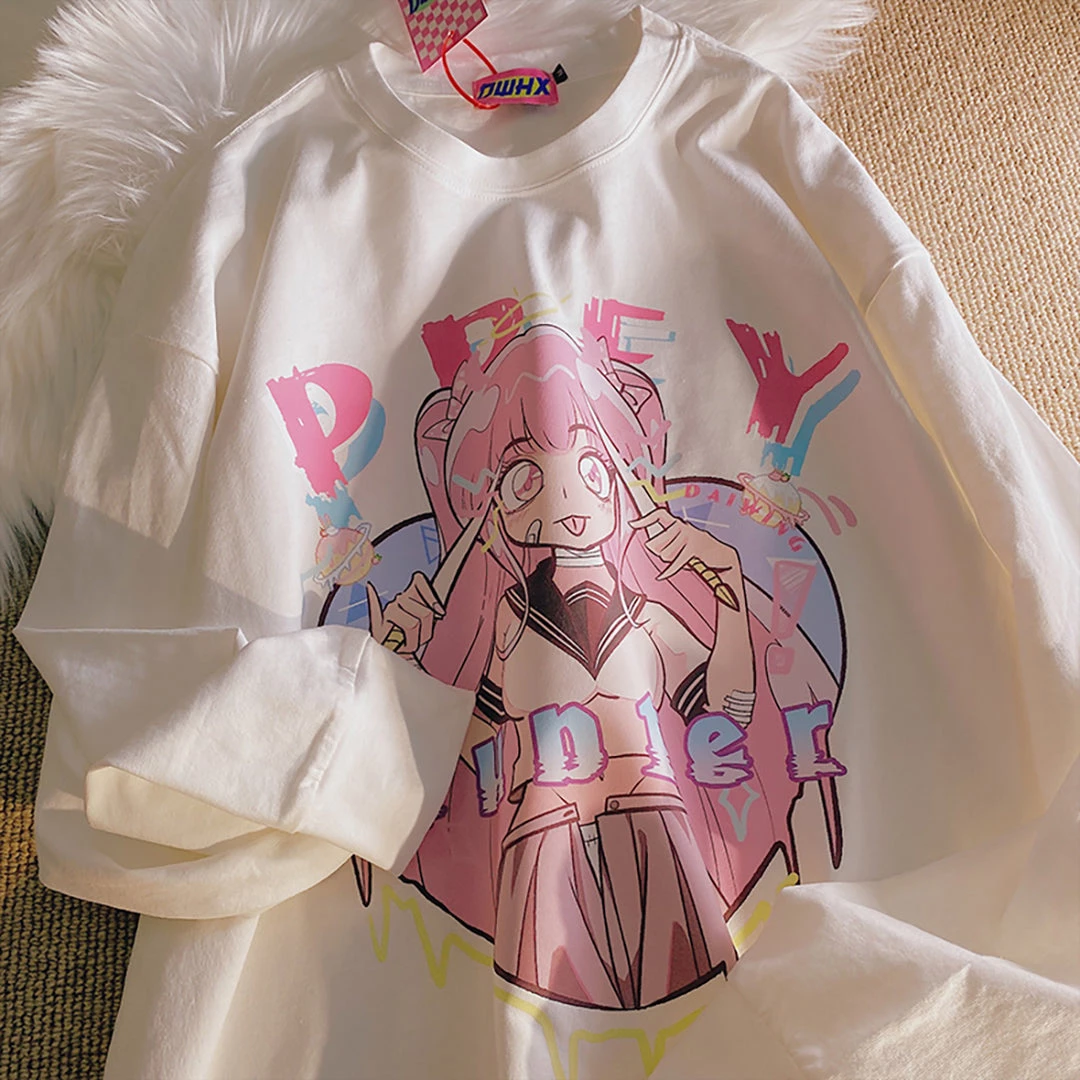 Juwas Anime Print Loose Hoodie 4 Juwas Anime Print Loose Hoodie