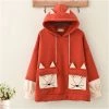 -Juwas Cute Fox Pocket Ear Hoodie