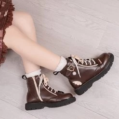 Juwas Bear Paw Bow High Ankle Boots
