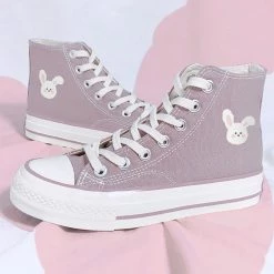 Juwas Bunny Bear High Top Canvas Sneaker Shoes
