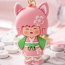 Juwas Kawaii Japanese Sakura Girl Keychain