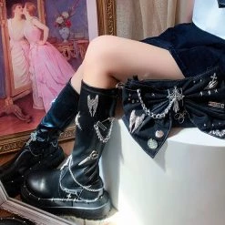 Juwas Gothic Metal Studs Chunky High Boots NEW ARRIVAL 10 Juwas Gothic Metal Studs Chunky High Boots NEW ARRIVAL
