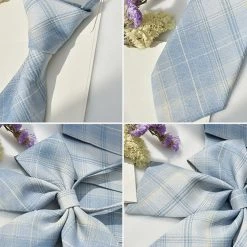 Juwas Japanese School Girl Blue Plaid JK Uniform Bow Tie & Ties
