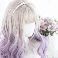 Juwas Fashion & Beauty Lolita Gray Purple Long Curly Wig