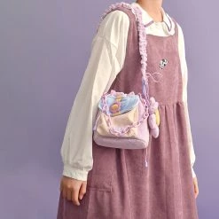 Juwas HOME&LIFESTYLE Purple Corduroy Shoulder Bag