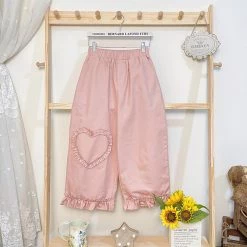 Juwas NEW ARRIVAL Kawaii Heart Ruffles Loose Sweatpants