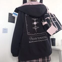 Juwas Black Pink Oversize Jacket Coat