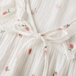 Juwas Cherry Print Cotton Short Sleeve Pajamas Dress CLOTHING