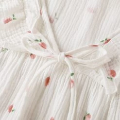 Juwas Peach Print V-neck Cotton Summer Pajamas Dress