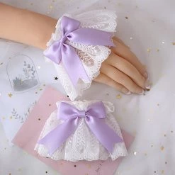 Juwas NEW ARRIVAL Cute Lolita Ribbon Bow Lace Wristband