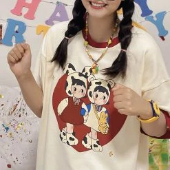 Juwas Cartoon Cows Print Cotton T-shirt 11 Juwas Cartoon Cows Print Cotton T-shirt