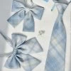 Juwas Japanese School Girl Blue Plaid JK Uniform Bow Tie & Ties