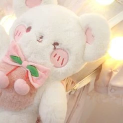 Juwas NEW ARRIVAL Pink Cherry Bunny Plush Stuff Crossbody Bag