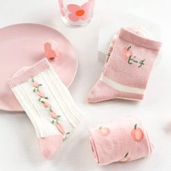 Juwas Sweet Fruits Pink And Yellow Ankle Socks- 3 Pairs CLOTHING