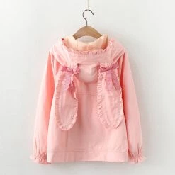 Juwas CLOTHING Sweet Rabbit Ears Lace Hooded Coat