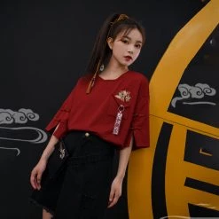 Juwas Chinese Flower Embroidered T-shirt Skirt Set NEW ARRIVAL