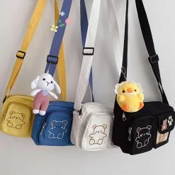 Juwas HOME&LIFESTYLE Bear Print Canvas Crossbody Bag