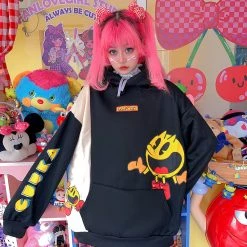 Juwas Japanese Harajuku Cartoon Print Loose Warm Hoodie CLOTHING