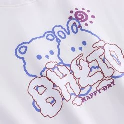 Juwas Bear Letters Print Fake Two Piece Sweatshirt CLOTHING