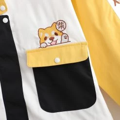 Juwas CLOTHING Cheeky Shiba Inu Two-Tone Thick Jacket