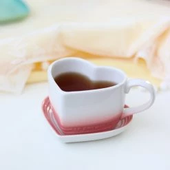 Juwas NEW ARRIVAL Heart Ceramic Coffee Cup And Saucer