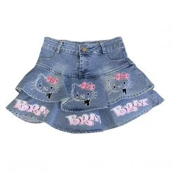 Juwas NEW ARRIVAL Kitties Print Short Skirt