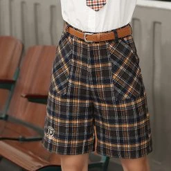 Juwas College Style Vintage Plaid High Waist Shorts NEW ARRIVAL 14 Juwas College Style Vintage Plaid High Waist Shorts NEW ARRIVAL