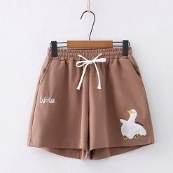 Juwas CLOTHING Cartoon Duck Embroidery Pocket Shorts