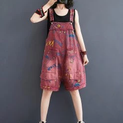 Juwas NEW ARRIVAL Monster Letters Print Loose Overalls