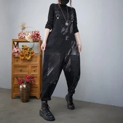 Juwas NEW ARRIVAL Vintage Black Gradient Oversized Overalls